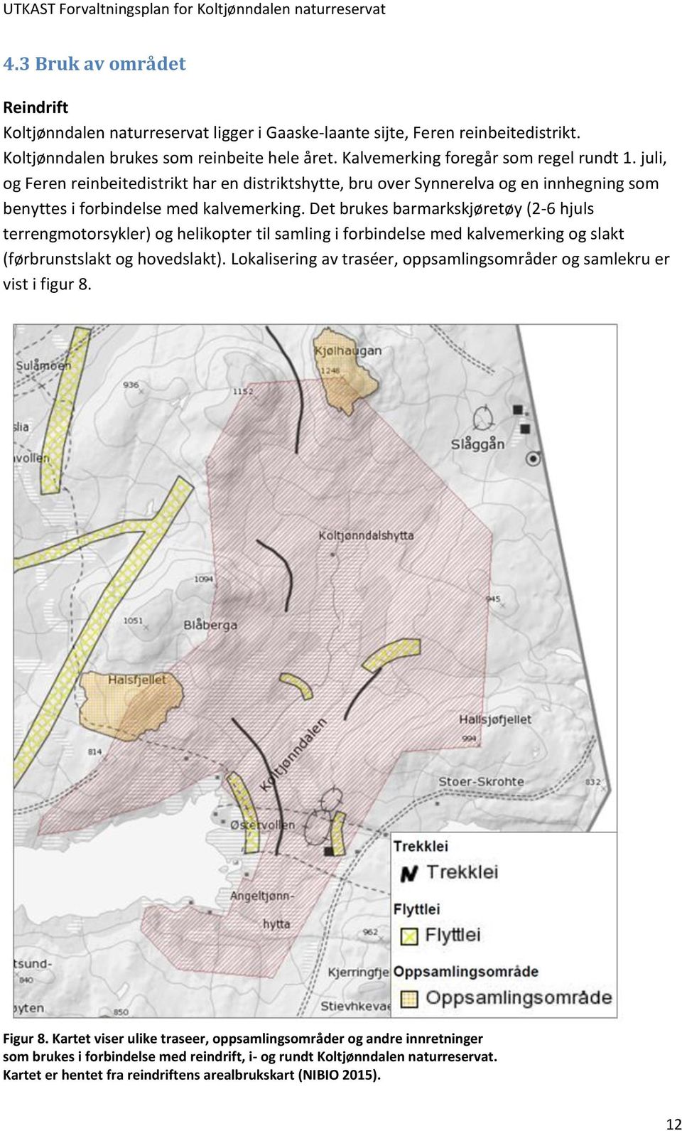 Det brukes barmarkskjøretøy (2-6 hjuls terrengmotorsykler) og helikopter til samling i forbindelse med kalvemerking og slakt (førbrunstslakt og hovedslakt).