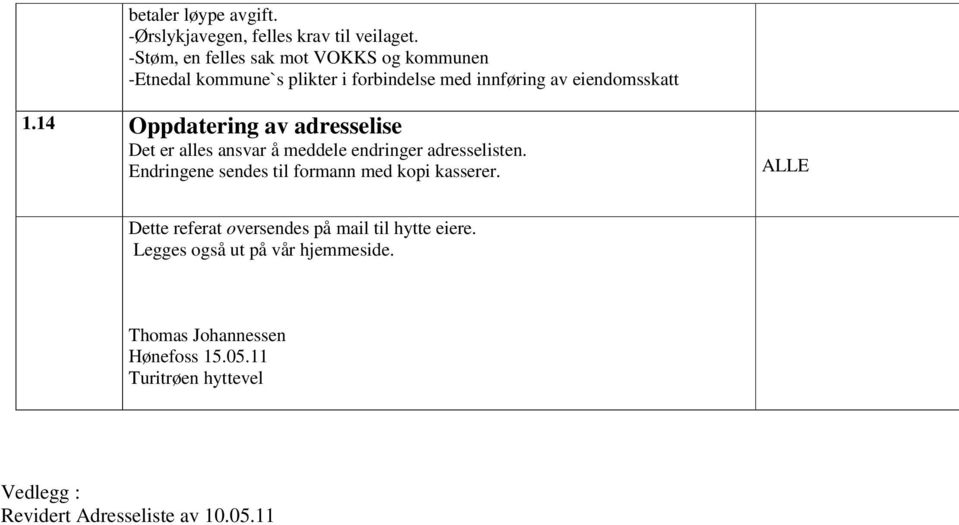 14 Oppdatering av adresselise Det er alles ansvar å meddele endringer adresselisten.