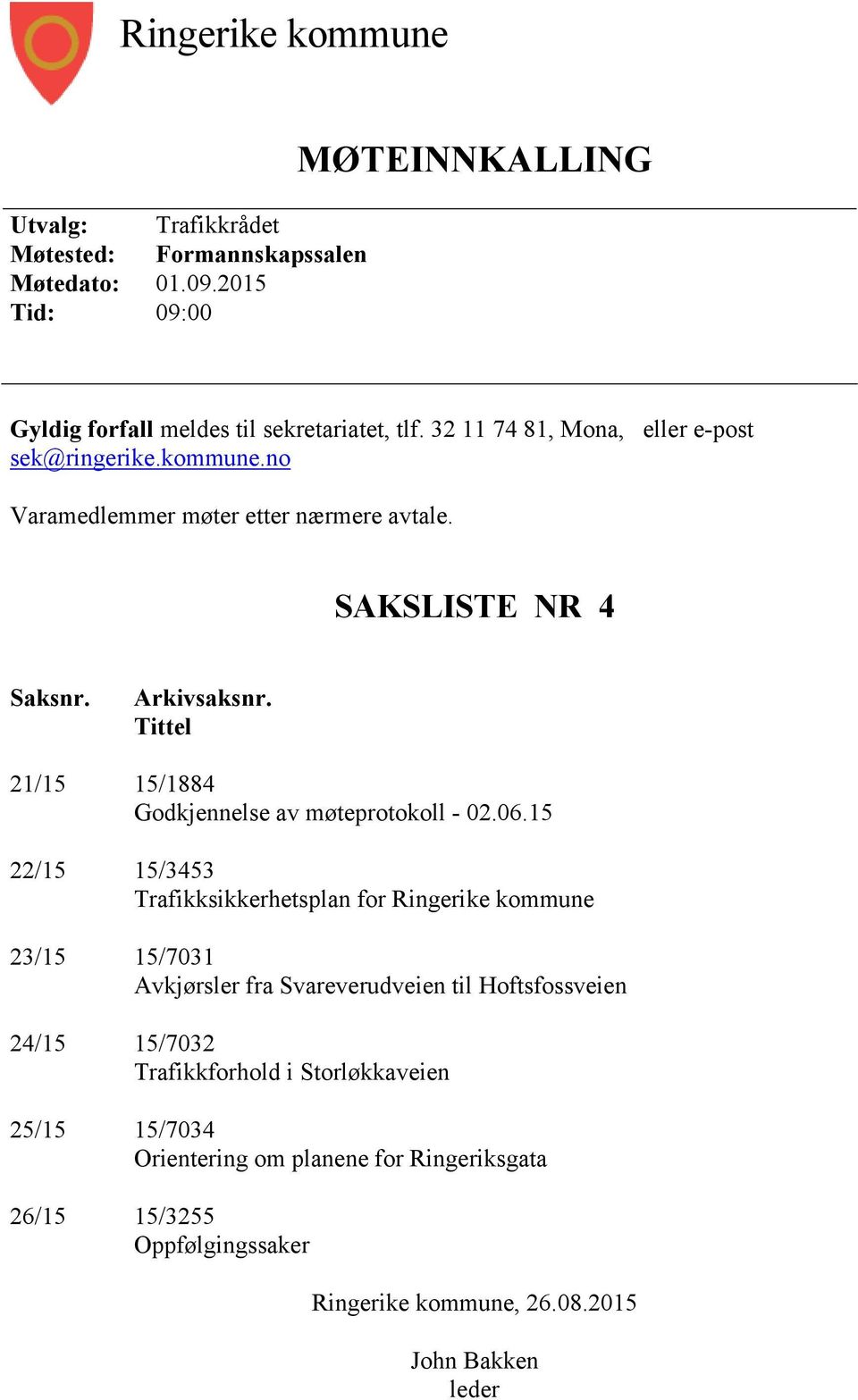 Tittel 21/15 15/1884 Godkjennelse av møteprotokoll - 02.06.