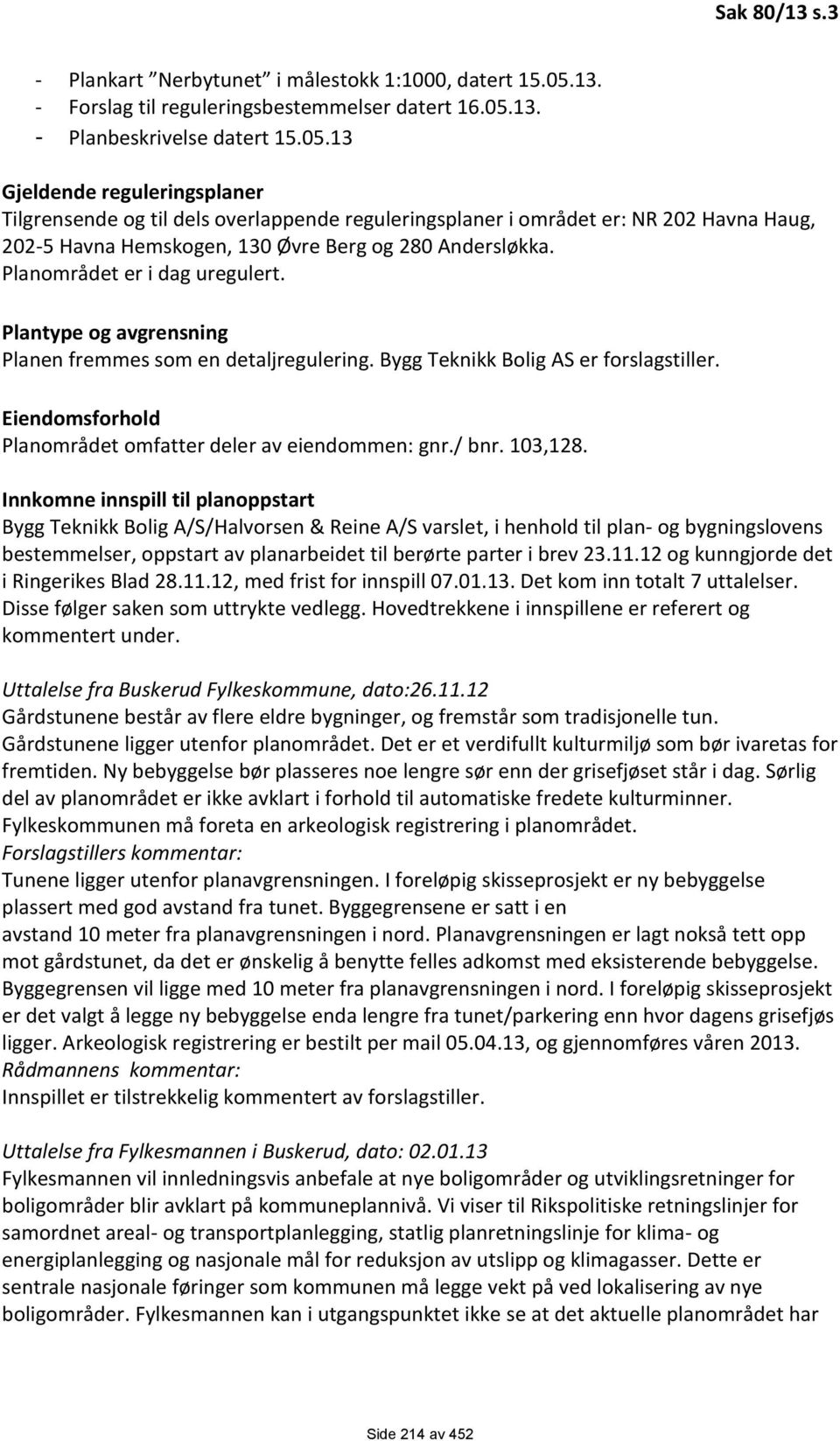 13. - Planbeskrivelse datert 15.05.