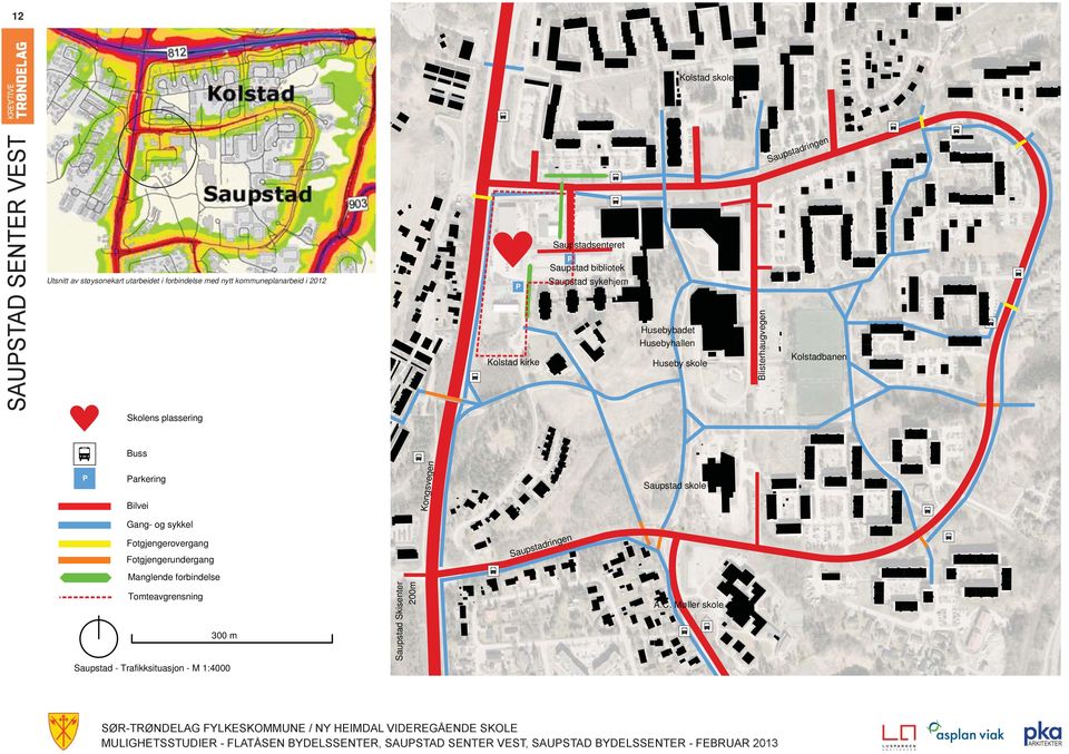 .. Kolstad skole SAUSTAD SENTER VEST Utsnitt av støysonekart utarbeidet i forbindelse med nytt kommuneplanarbeid i 2012 Kolstad kirke senteret bibliotek sykehjem