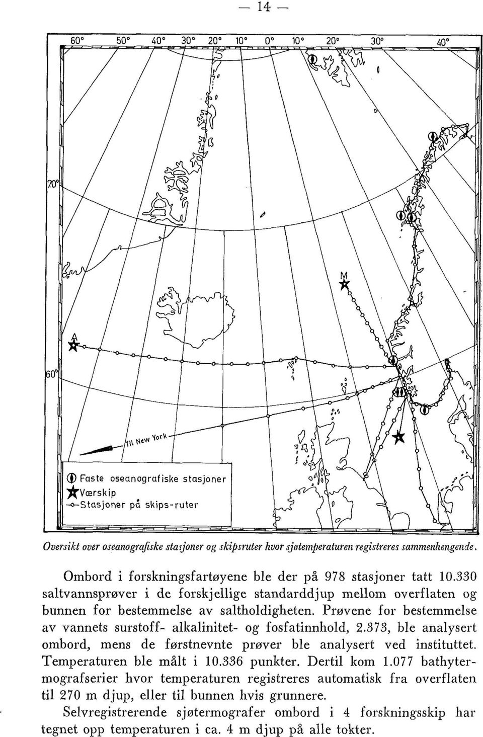 Prøvene for bestemmelse av vannets surstoff- alltalinitet- og fosfatinnhold, 2.373, ble analysert ombord, mens de førstnevnte prøver ble analysert ved instituttet.