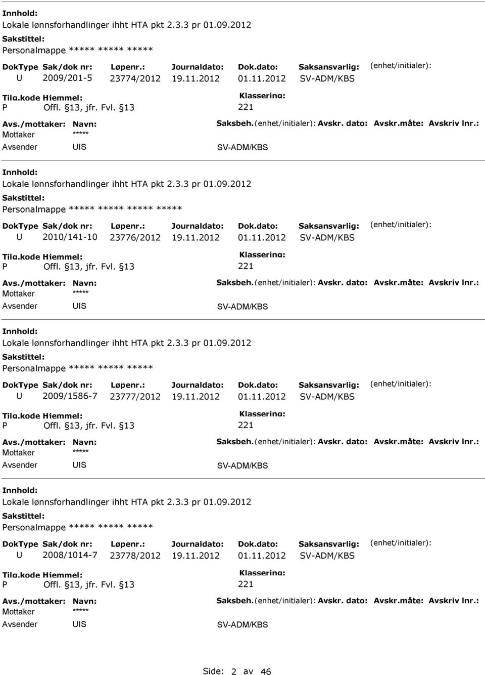 S ersonalmappe ***** ***** ***** 2009/1586-7 23777/2012 S