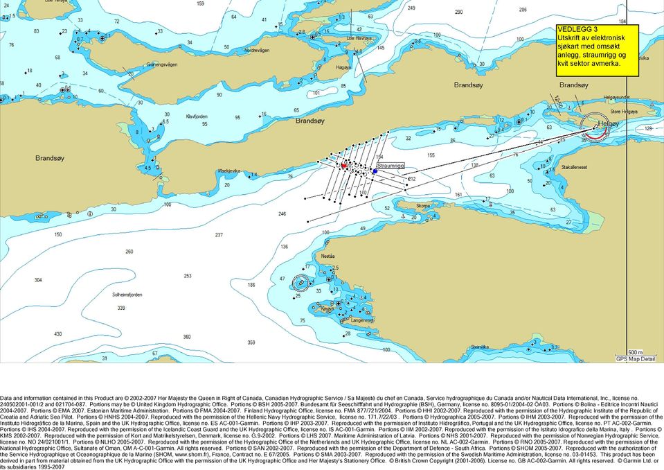 Bundesamt für Seeschifffahrt und Hydrographie (BSH), Germany, license no. 8095-01/2004-02 ÖA03. Portions Bolina - Editrice Incontri Nautici 2004-2007. Portions EMA 2007.