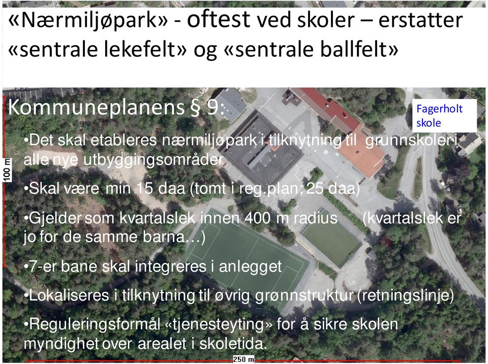 plan; 25 daa) Gjelder som kvartalslek innen 400 m radius jo for de samme barna ) (kvartalslek er 7-er bane skal integreres i anlegget