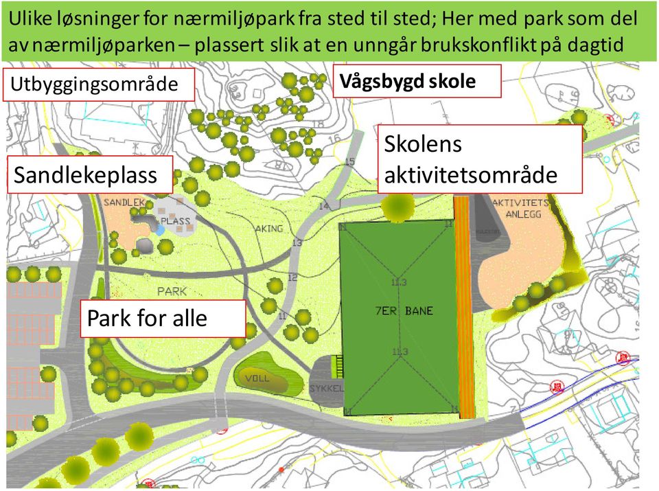 unngår brukskonflikt på dagtid Utbyggingsområde Vågsbygd