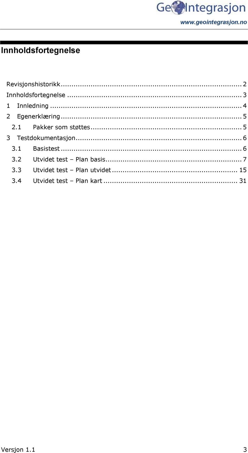 .. 5 3 Testdokumentasjon... 6 3.1 Basistest... 6 3. Utvidet test Plan basis.