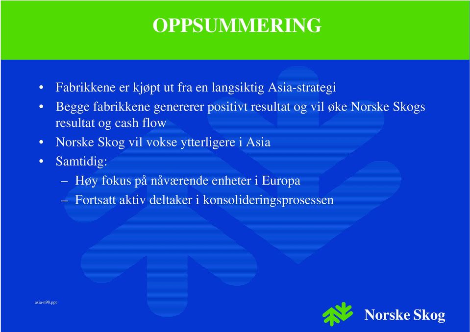 og cash flow vil vokse ytterligere i Asia Samtidig: Høy fokus på