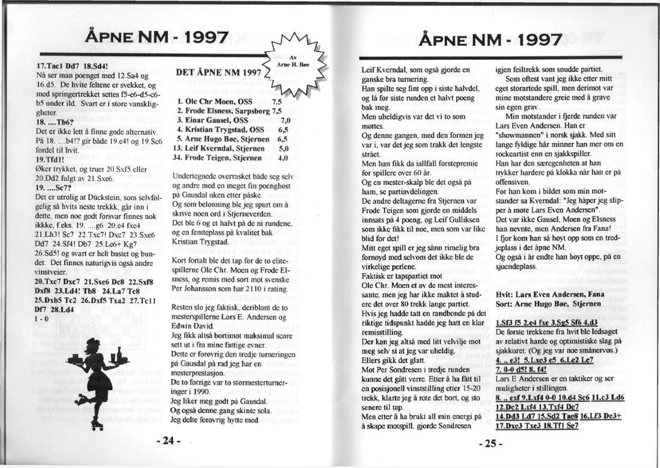 Det er utrolig at Diickstein, som selvfølgelig så hvits neste trekkk. går inn i dette, men noe godt forsvar finnes nok ikkke, f.eks. 19 g6 20.e4 fxe4 21. Lh3!Sc7 22.Txc7! Dxc7 23.Sxe6 Dd7 24.Sf4!