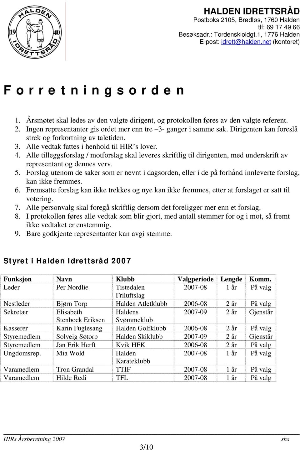 Alle tilleggsforslag / motforslag skal leveres skriftlig til dirigenten, med underskrift av representant og dennes verv. 5.