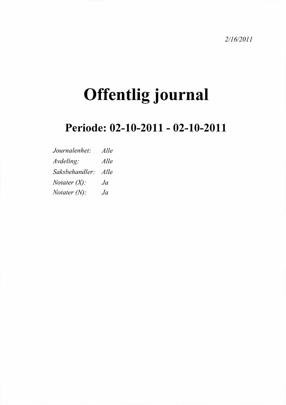 Journalenhet: Avdeling: