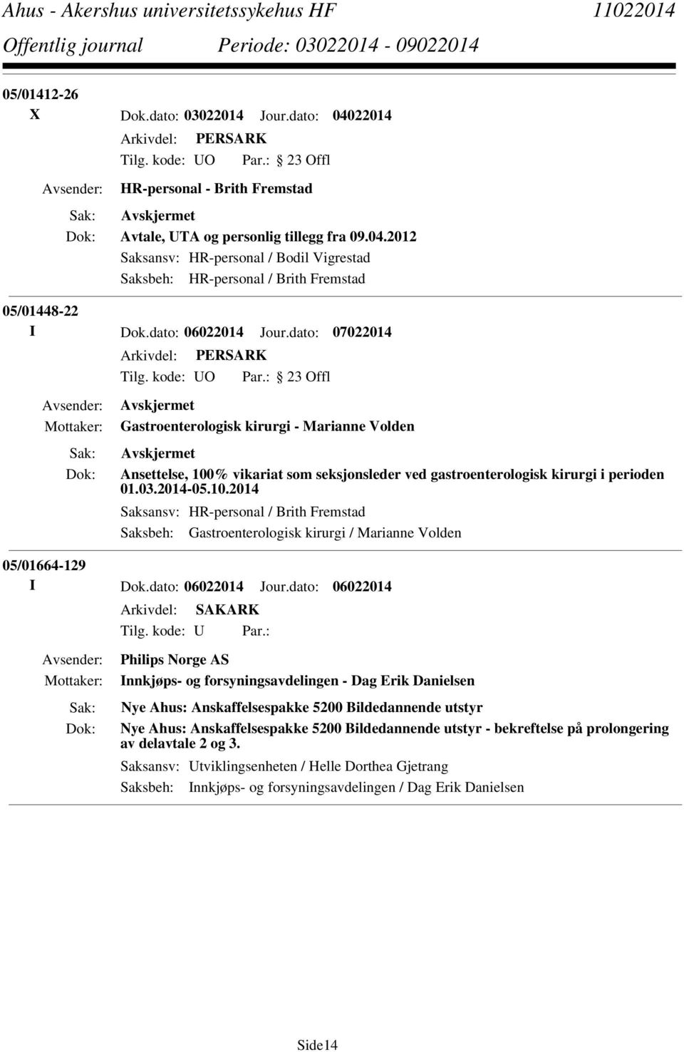 % vikariat som seksjonsleder ved gastroenterologisk kirurgi i perioden 01.03.2014-05.10.