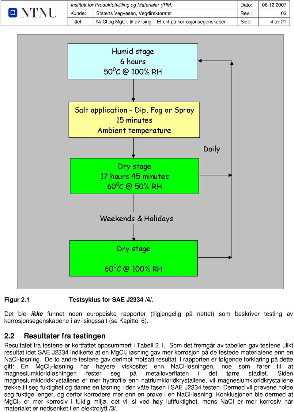 Det ble ikke funnet noen europeiske rapporter (tilgjengelig på nettet) som beskriver testing av korrosjonsegenskapene i av-isingssalt (se Kapittel 6). 2.