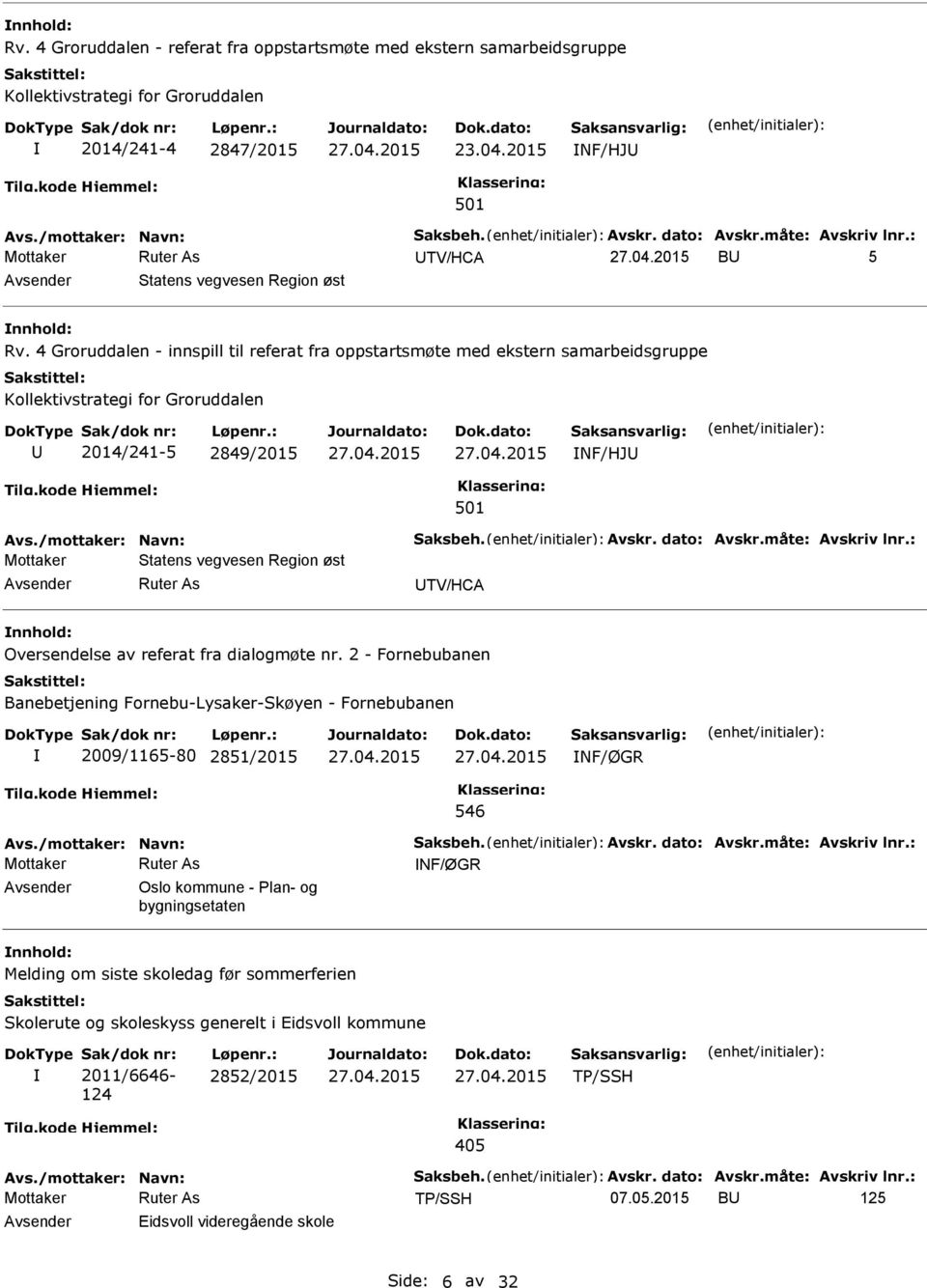 4 Groruddalen - innspill til referat fra oppstartsmøte med ekstern samarbeidsgruppe Kollektivstrategi for Groruddalen 2014/241-5 2849/2015 NF/HJ 501 Avs./mottaker: Navn: Saksbeh. Avskr. dato: Avskr.