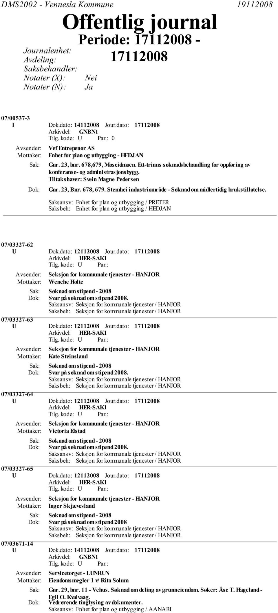 Tiltakshaver: Svein Magne Pedersen Gnr. 23, Bnr. 678, 679. Stemhei industriområde - Søknad om midlertidig brukstillatelse.