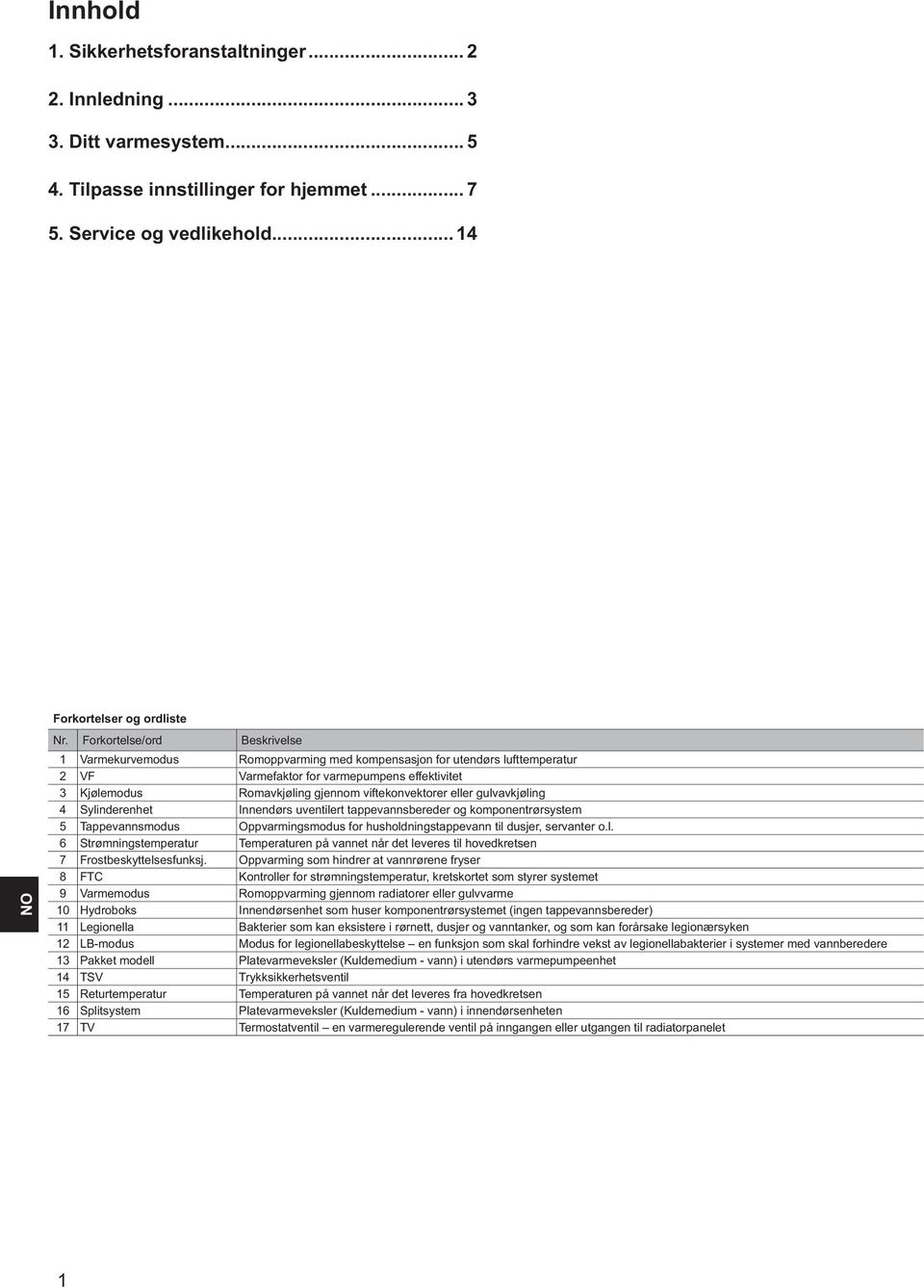 viftekonvektorer eller gulvavkjøling 4 Sylinderenhet Innendørs uventilert tappevannsbereder og komponentrørsystem 5 Tappevannsmodus Oppvarmingsmodus for husholdningstappevann til dusjer, servanter o.