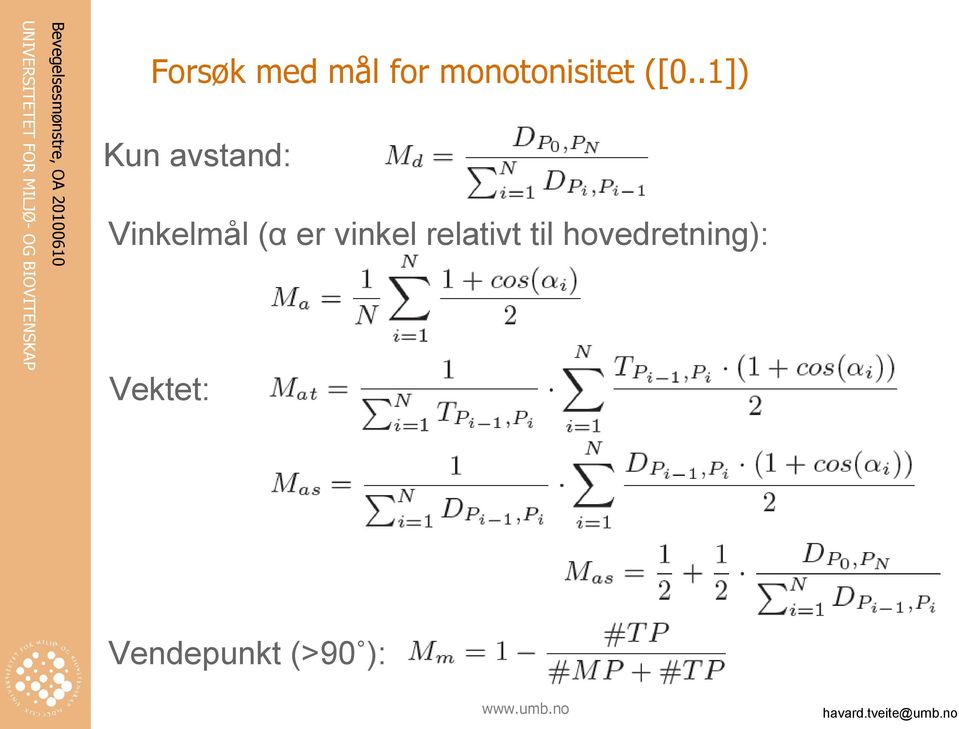 (α er vinkel relativt til