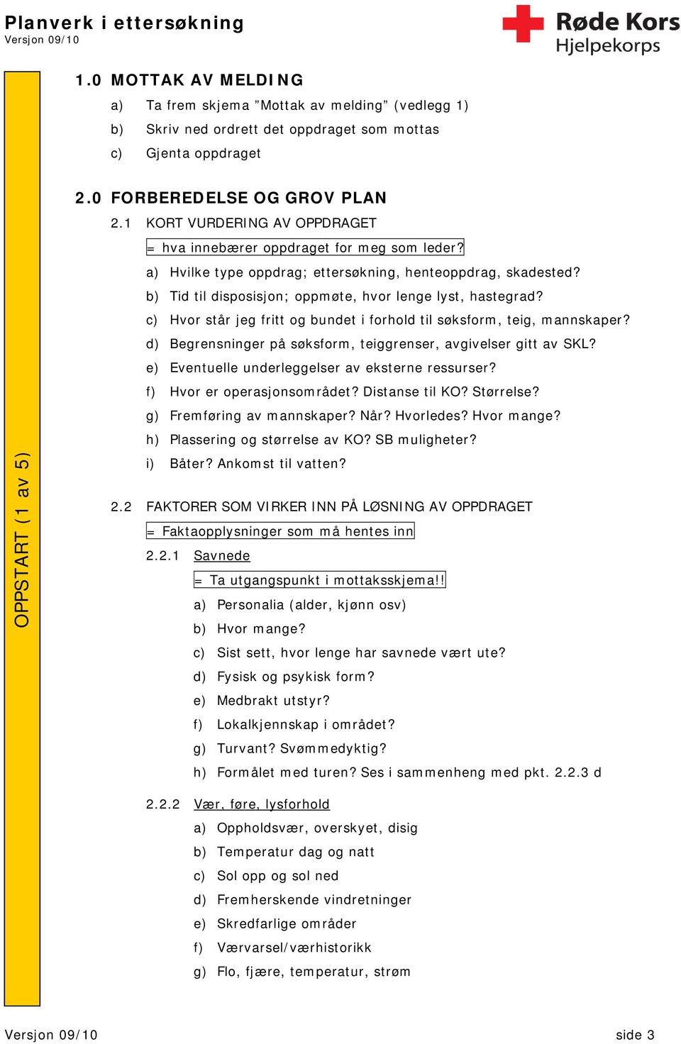 c) Hvor står jeg fritt og bundet i forhold til søksform, teig, mannskaper? d) Begrensninger på søksform, teiggrenser, avgivelser gitt av SKL? e) Eventuelle underleggelser av eksterne ressurser?