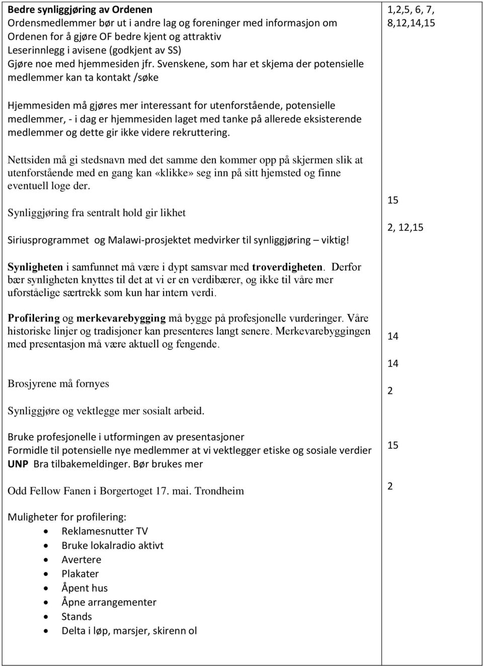 Svenskene, som har et skjema der potensielle medlemmer kan ta kontakt /søke,,5, 6, 7,,,4,5 Hjemmesiden må gjøres mer interessant for utenforstående, potensielle medlemmer, - i dag er hjemmesiden