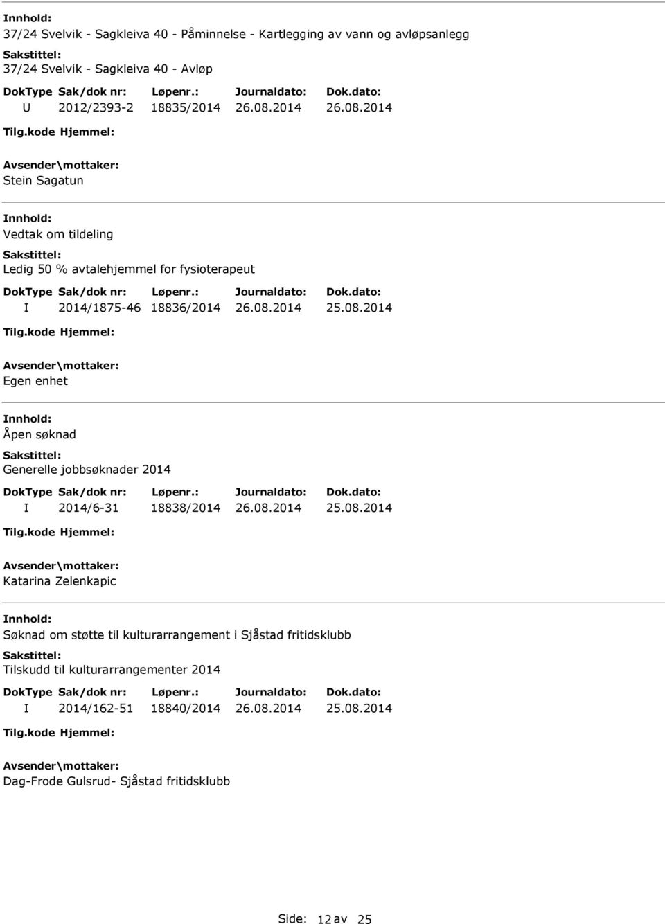 Egen enhet Åpen søknad Generelle jobbsøknader 2014 2014/6-31 18838/2014 Katarina Zelenkapic Søknad om støtte til