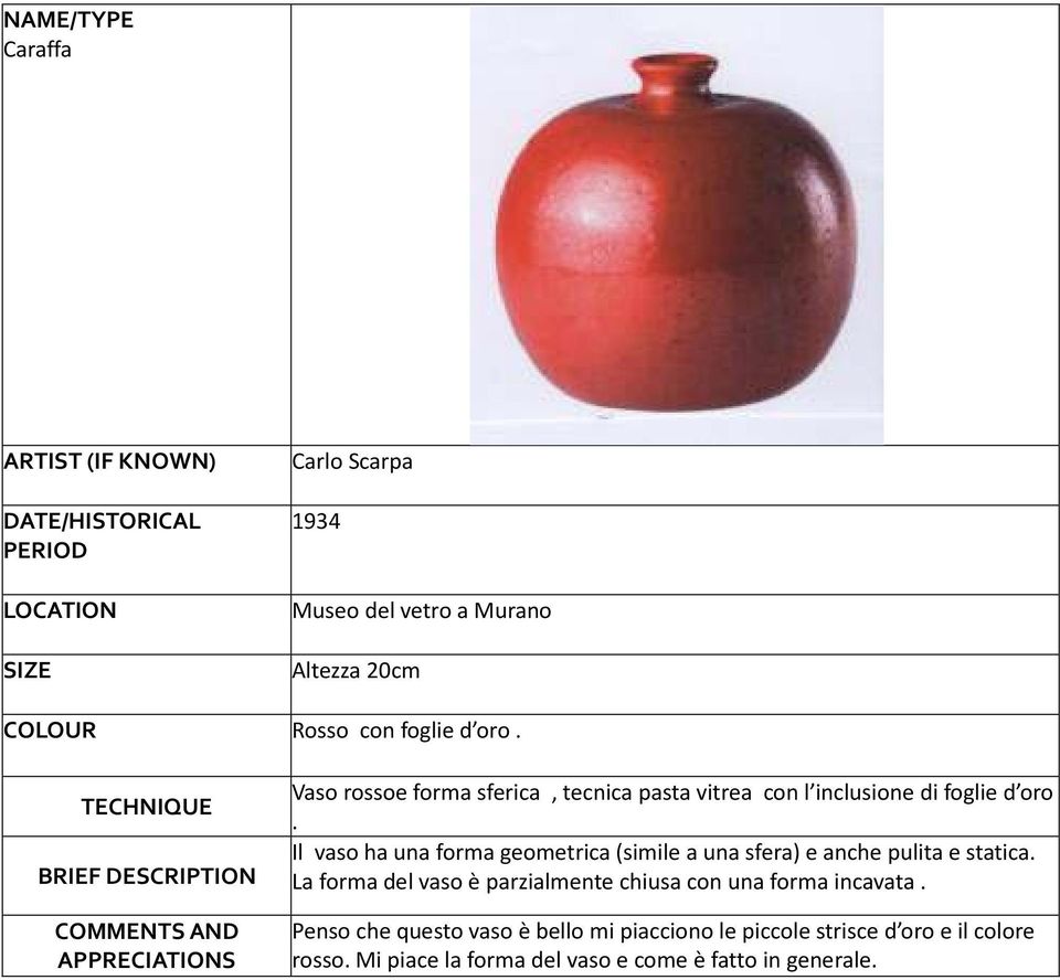 Il vaso ha una forma geometrica (simile a una sfera) e anche pulita e statica.