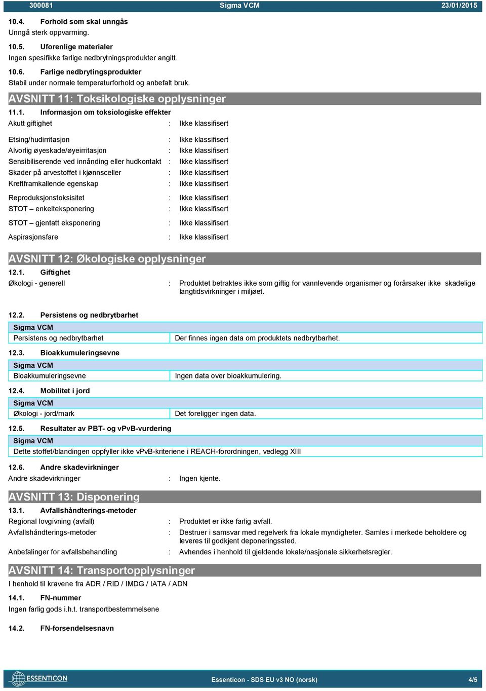 : Toksikologiske opplysninger 11