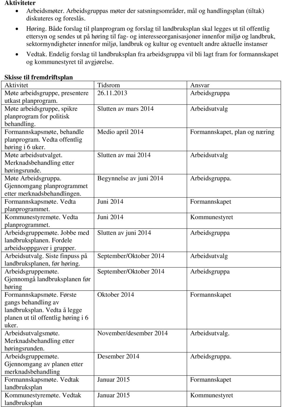 sektormyndigheter innenfor miljø, landbruk og kultur og eventuelt andre aktuelle instanser Vedtak.