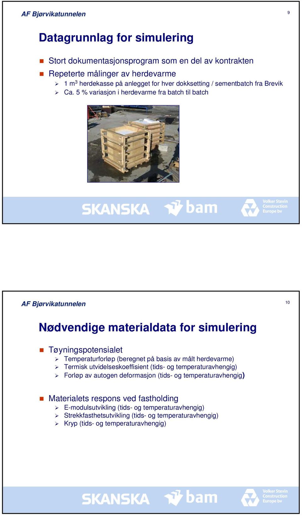 5 % variasjon i herdevarme fra batch til batch 10 Nødvendige materialdata for simulering Tøyningspotensialet Temperaturforløp (beregnet på basis av målt