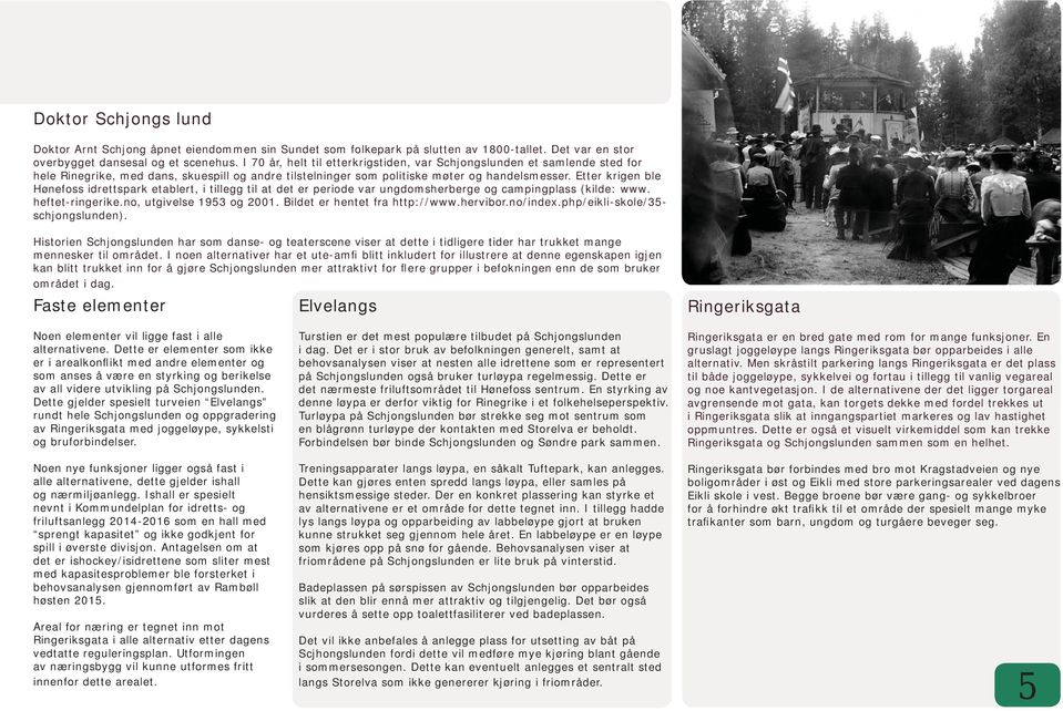 Etter krigen ble Hønefoss idrettspark etablert, i tillegg til at det er periode var ungdomsherberge og campingplass (kilde: www. heftet-ringerike.no, utgivelse 1953 og 2001.