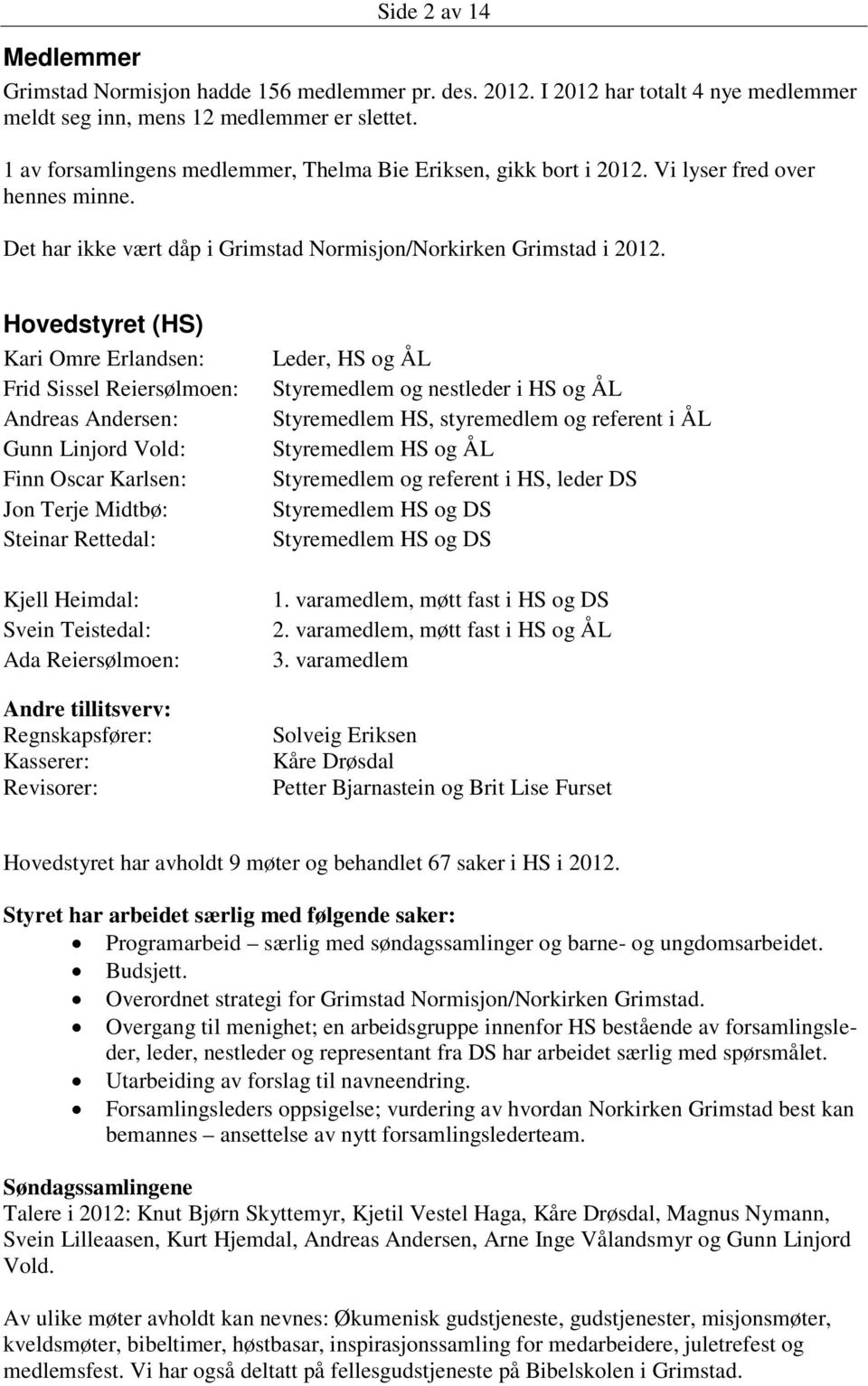 Hovedstyret (HS) Kari Omre Erlandsen: Frid Sissel Reiersølmoen: Andreas Andersen: Gunn Linjord Vold: Finn Oscar Karlsen: Jon Terje Midtbø: Steinar Rettedal: Kjell Heimdal: Svein Teistedal: Ada