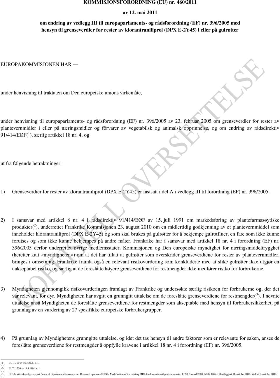 henvisning til europaparlaments- og rådsforordning (EF) nr. 396/2005 av 23.