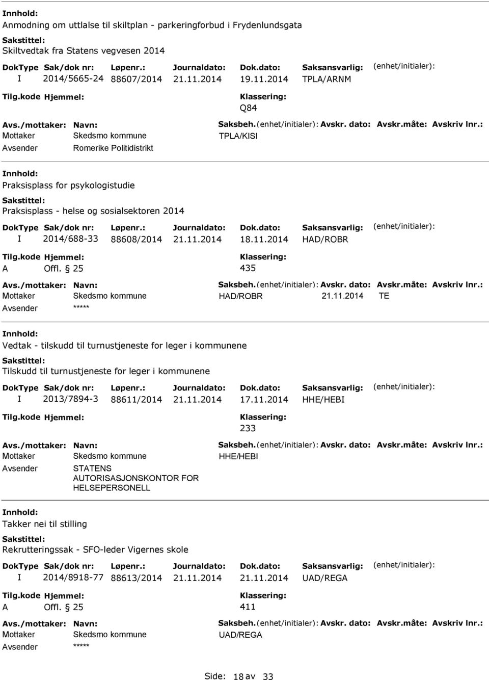 2014 HD/ROBR 435 HD/ROBR TE Vedtak - tilskudd til turnustjeneste for leger i kommunene Tilskudd til turnustjeneste for leger i kommunene 2013/7894-3