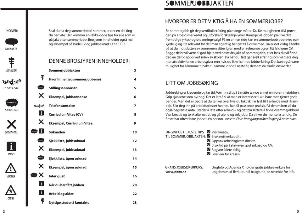 4 Stillingsannonsen Eksempel, jobbannonse 5 6 Telefonsamtalen 7 Curriculum Vitae (CV) Eksempel, Curriculum Vitae 8 9 Søknaden 10 Sjekkliste, jobbsøknad 12 Eksempel, jobbsøknad 13 Sjekkliste, åpen