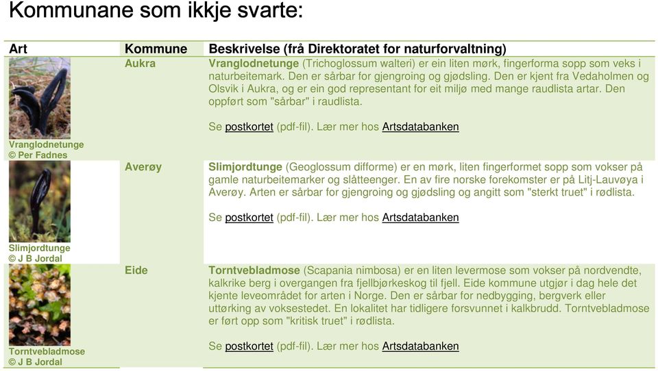 Vranglodnetunge Per Fadnes Averøy Slimjordtunge (Geoglossum difforme) er en mørk, liten fingerformet sopp som vokser på gamle naturbeitemarker og slåtteenger.