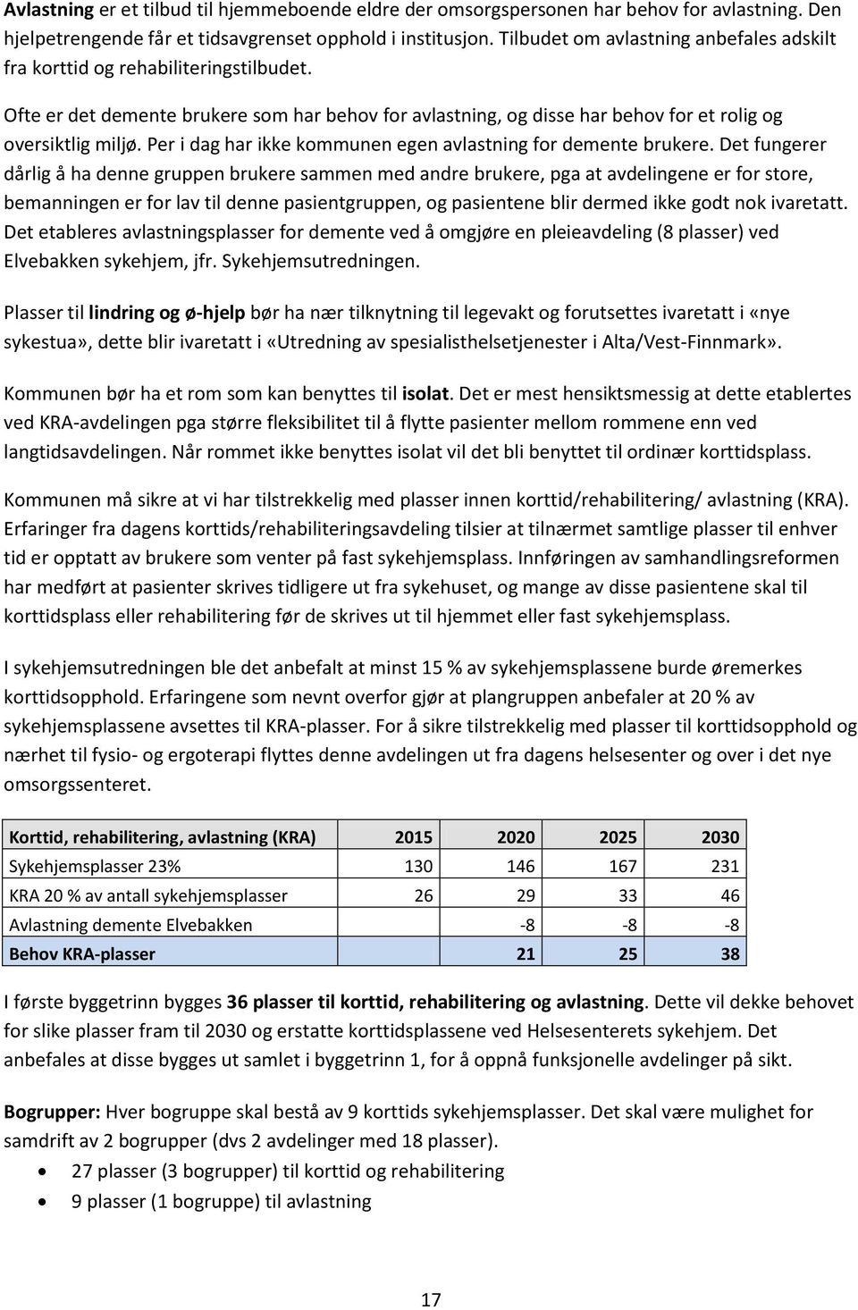 Per i dag har ikke kommunen egen avlastning for demente brukere.