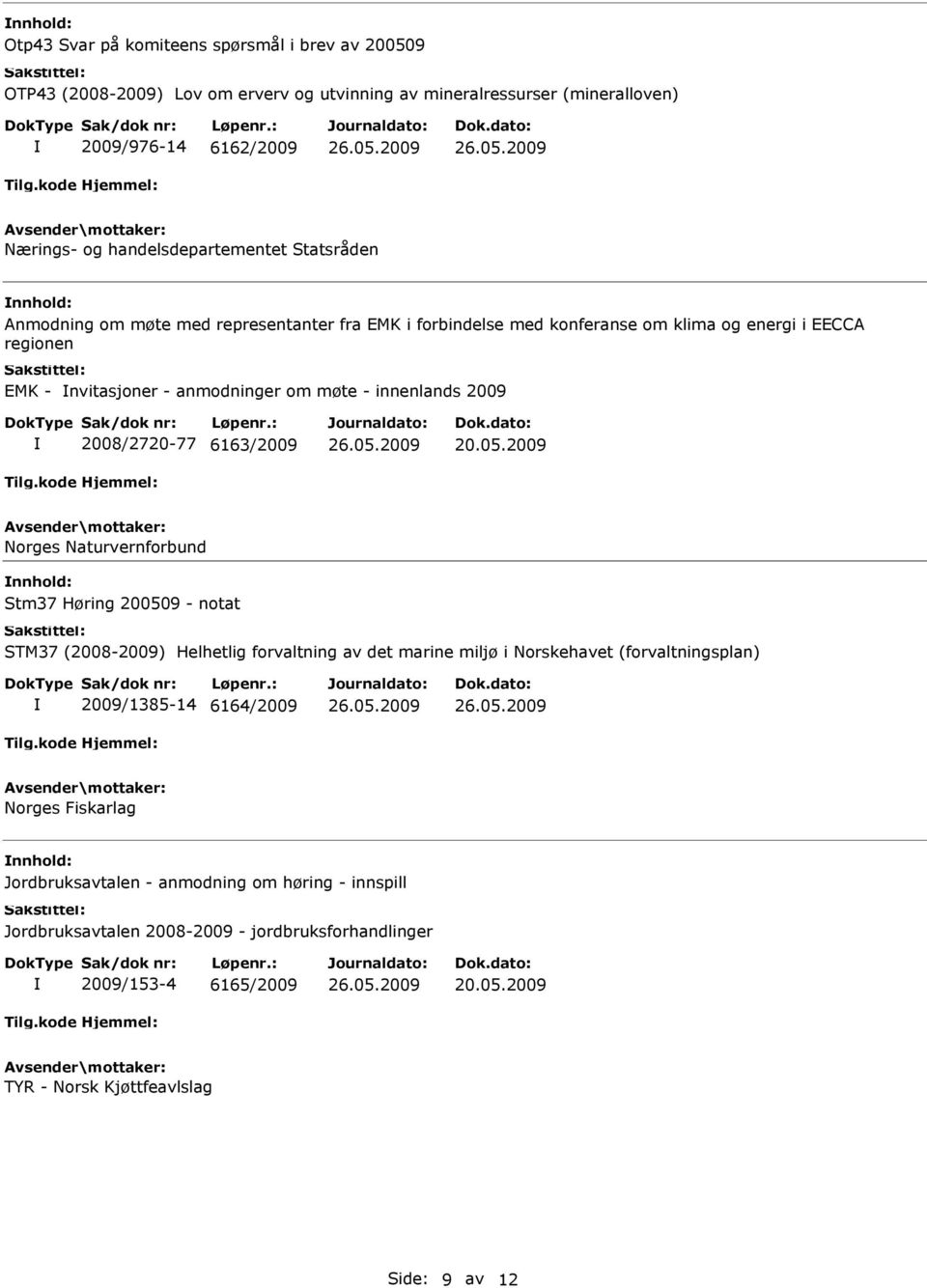 innenlands 2009 2008/2720-77 6163/2009 Norges Naturvernforbund Stm37 Høring 200509 - notat STM37 (2008-2009) Helhetlig forvaltning av det marine miljø i Norskehavet (forvaltningsplan)