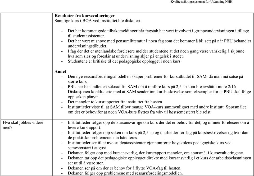 - Det har vært misnøye med pensumlitteratur i noen fag som det kommer å bli sett på når PBU behandler undervisningstilbudet.