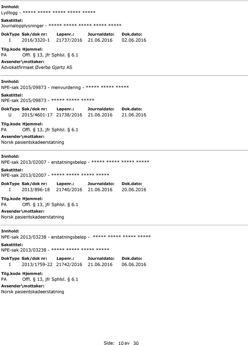 2015/09873-2015/4601-17 21738/2016 NE-sak 2013/02007 - erstatningsbeløp - NE-sak