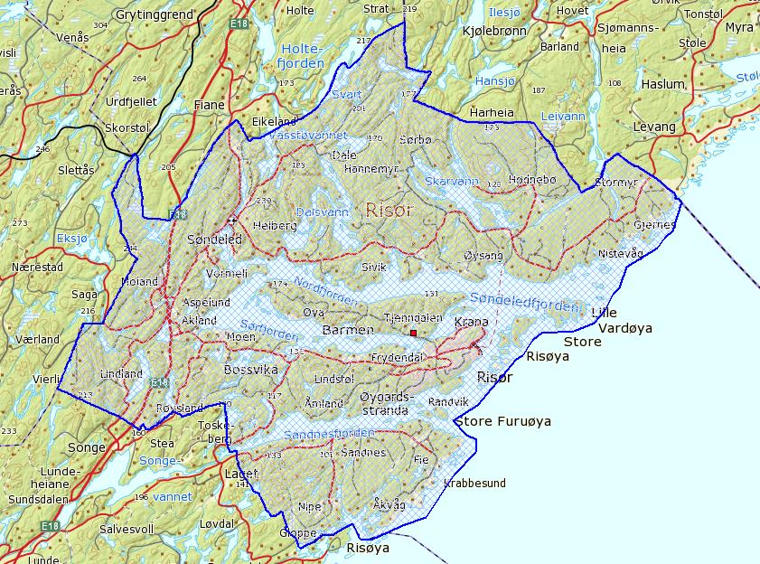 Risør Hele kommunen 231,7km2 FKB-B, laser og ortofoto 10 Laserskanning 5 punkt/m2 Parter: VEKSTL + Jernbaneverket, NVE og Fylkeskommunen Blom