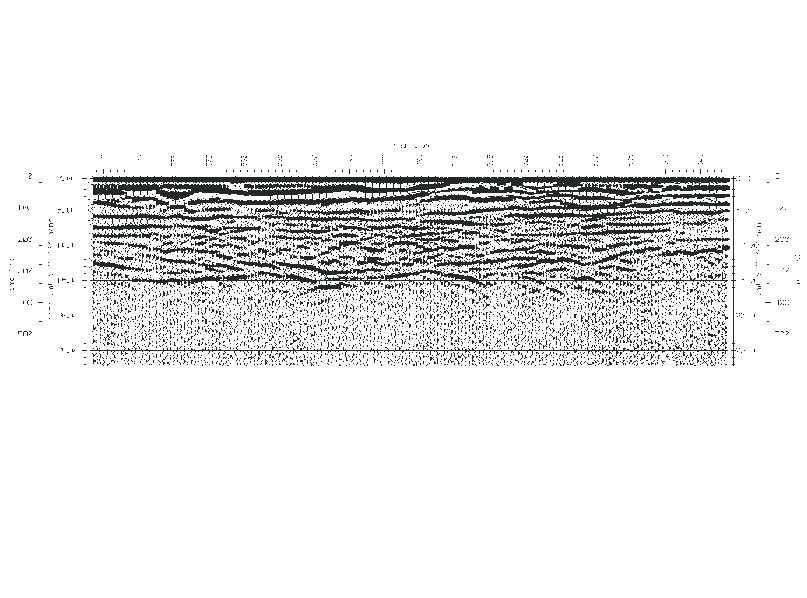 Figur 3. Georadarmålinger i Alvdal sentrum. Utsnitt av georadarprofil Alvdal Posisjon P19 Depth (m) v=0.09m/ns 560 565 570 575 580 585 590 595 600 605 610 615 620 625 630 635 640 645 0.0 5.0 10.0 15.