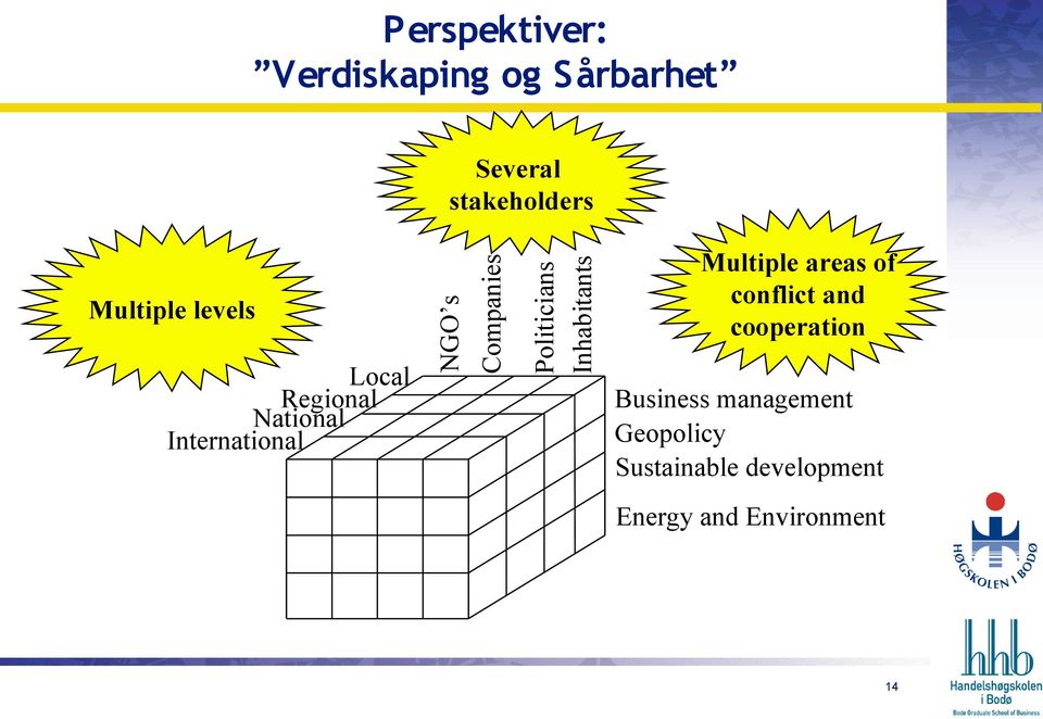 Several stakeholders Multiple areas of conflict and cooperation