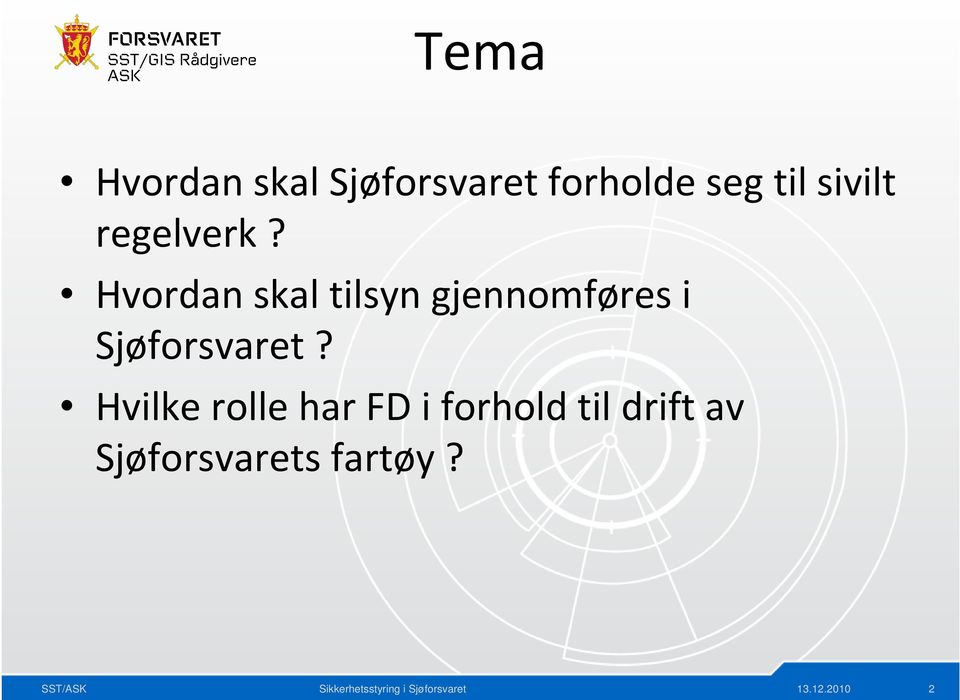 Hvordan skal tilsyn gjennomføres i Sjøforsvaret?