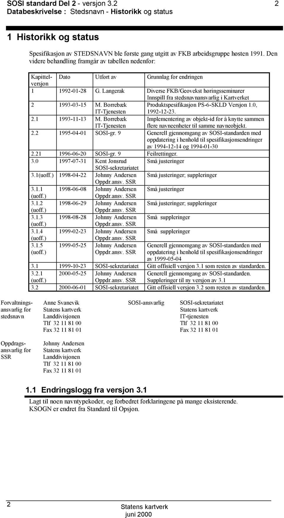 Langerak Diverse FKB/Geovekst høringsseminarer Innspill fra stedsnavnansvarlig i Kartverket 2 1993-03-15 M. Borrebæk IT-Tjenesten Produktspesifikasjon P-6-KLD Versjon 1.0, 1992-12-23. 2.1 1993-11-13 M.