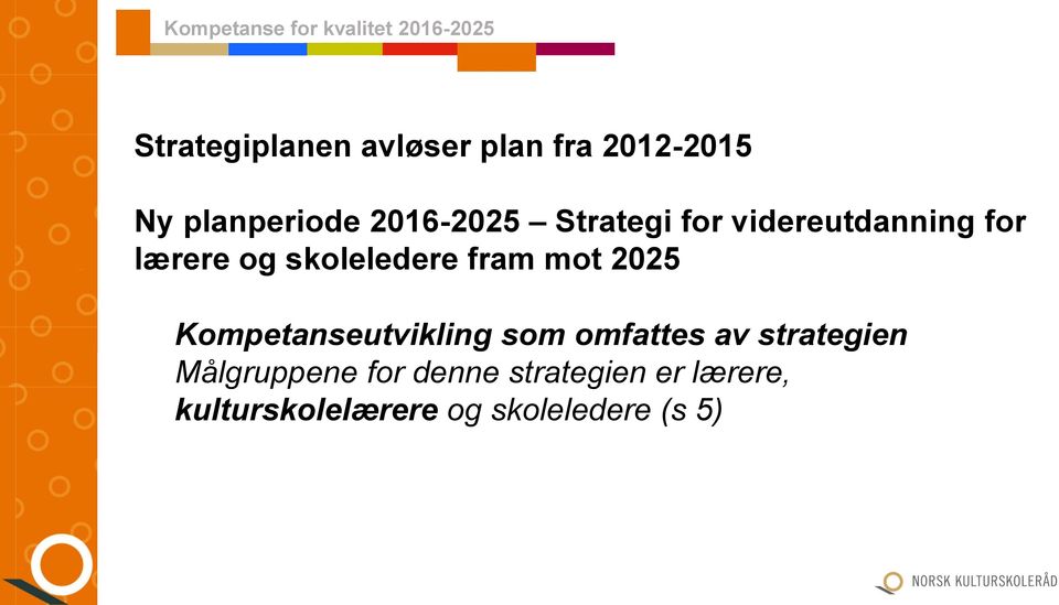 og skoleledere fram mot 2025 Kompetanseutvikling som omfattes av