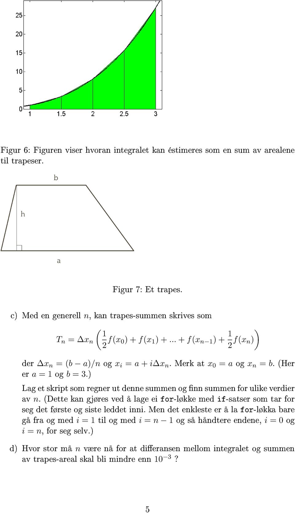 (Her er = 1 og b = 3.) Lg et skript som regner ut denne summen og nn summen for ulike verdier v n.