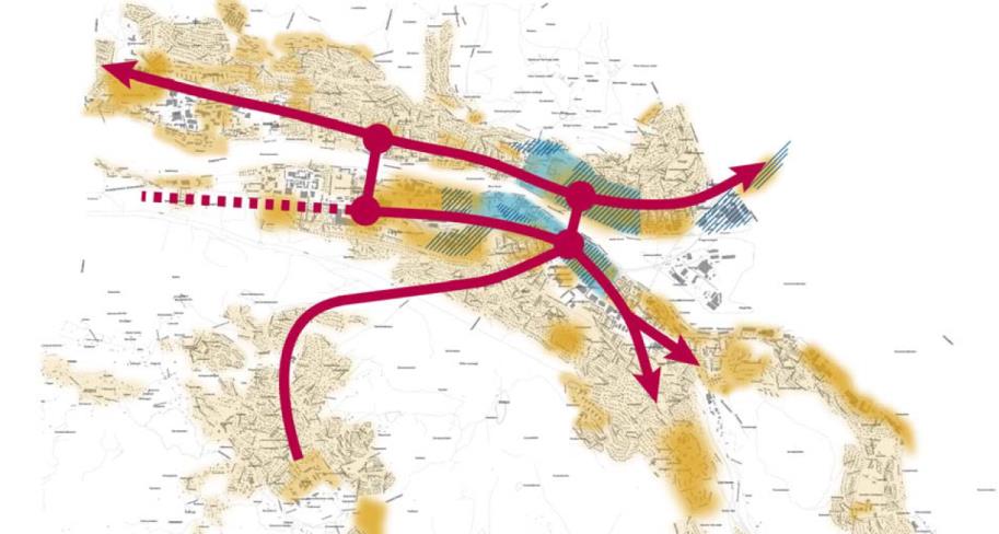 Sundland Trafikkanalyse Side 24 Kollektivstrategi for Drammen Strategi for kollektivtransport i Drammen omfatter tre grep som sammen skal bidra til at kollektivtilbudet utvikles i takt med forventet