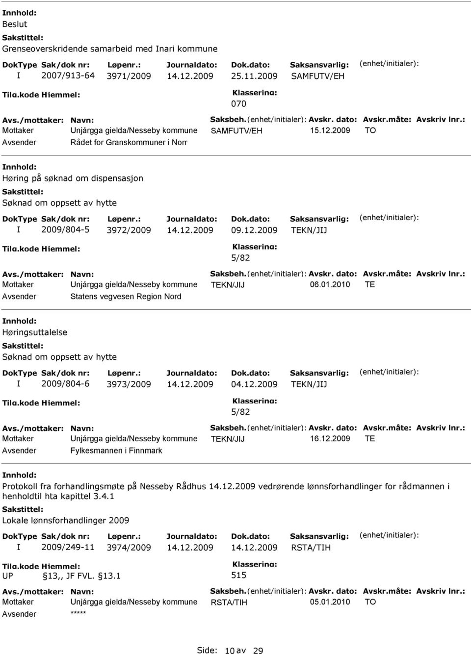 12.2009 TEKN/JJ 5/82 Avs./mottaker: Navn: Saksbeh. Avskr. dato: Avskr.måte: Avskriv lnr.