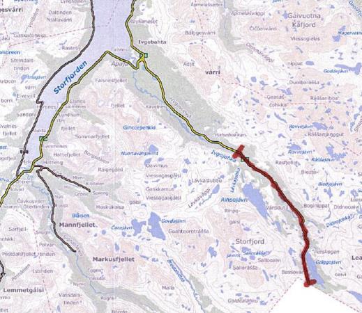 60 m Ferdig E6/E8 Rovvejohka Videreføring del II: Ny bru Olderelva E8 Utbedring