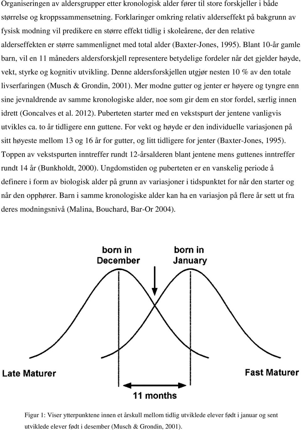 (Baxter-Jones, 1995). Blant 10-år gamle barn, vil en 11 måneders aldersforskjell representere betydelige fordeler når det gjelder høyde, vekt, styrke og kognitiv utvikling.