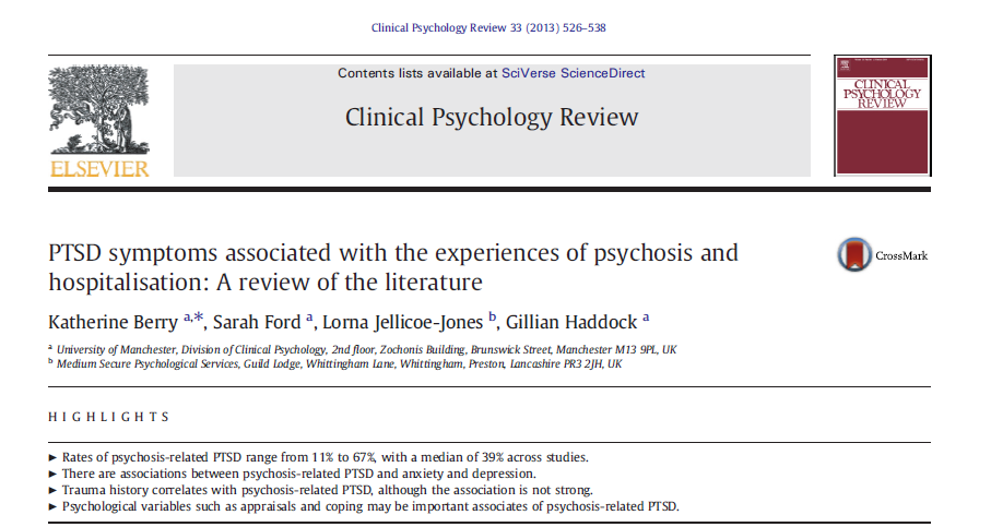 PTSD -resultat av psykose eller hospitalisering?